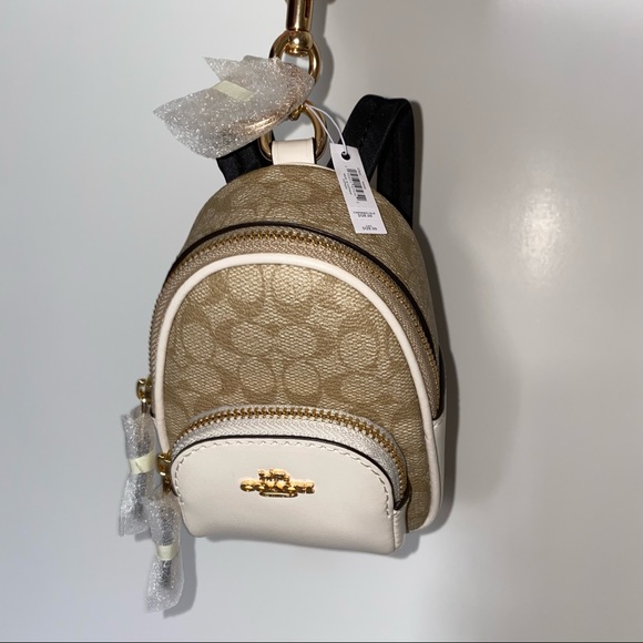 Coach Mini Court Backpack Bag Charm In Signature Canvas NWT - Picture 5 of 14